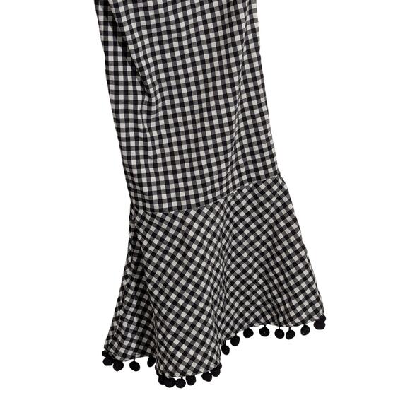 Nanette Lepore Black White Check Ball Fringe Wide Leg Pants Sz 6 - Picture 8 of 8
